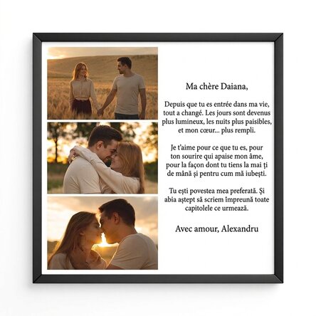 Tableau personnalisé avec 3 photos et un texte