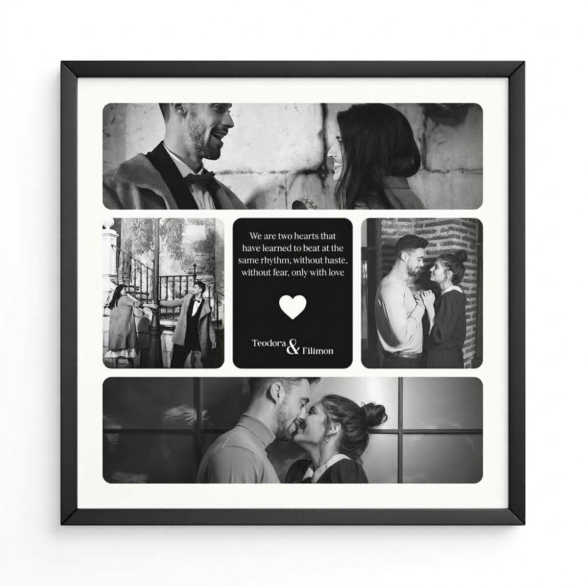 Tableau personnalisé avec 4 photos et un texte - Pure love