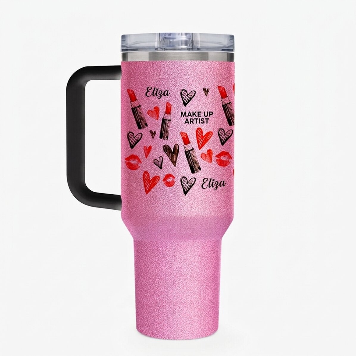 Thermosfles met handvat en rietje, gepersonaliseerd met een boodschap - Make-up artist