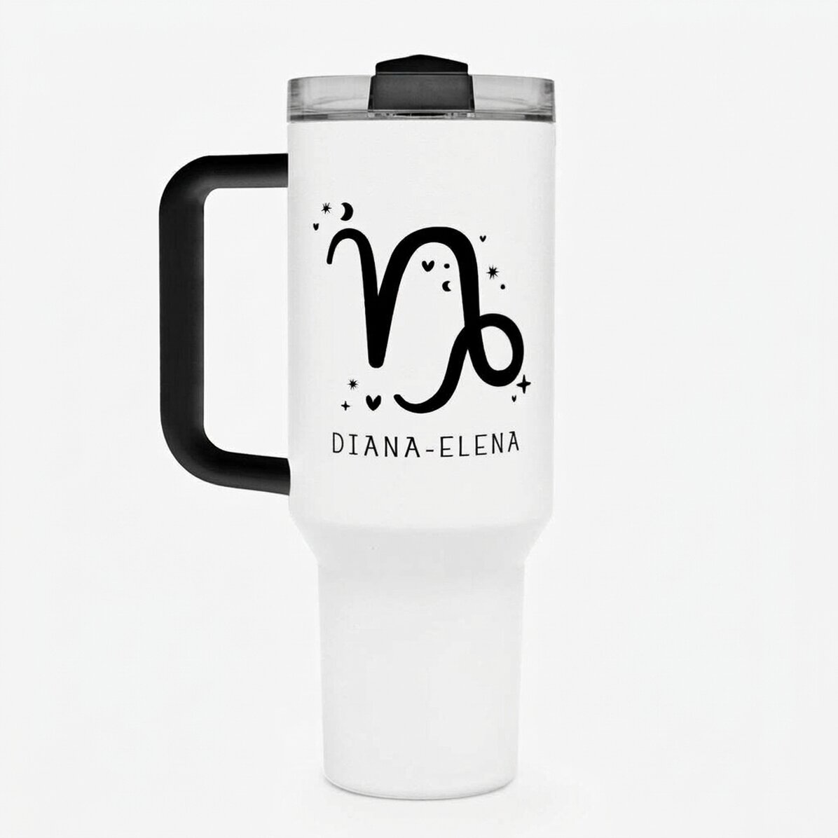 Thermosfles met handvat en rietje, gepersonaliseerd met tekst - Sterrenbeeld Steenbok