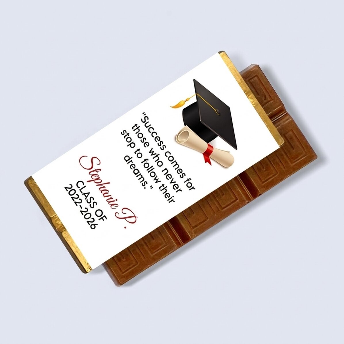 Mini-tablette de chocolat personnalisée avec un message - Remise des diplômes