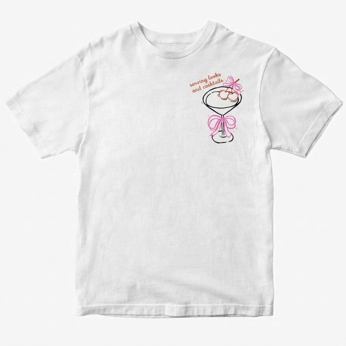 T-shirt en coton personnalisé avec un texte - Serving looks and cocktails