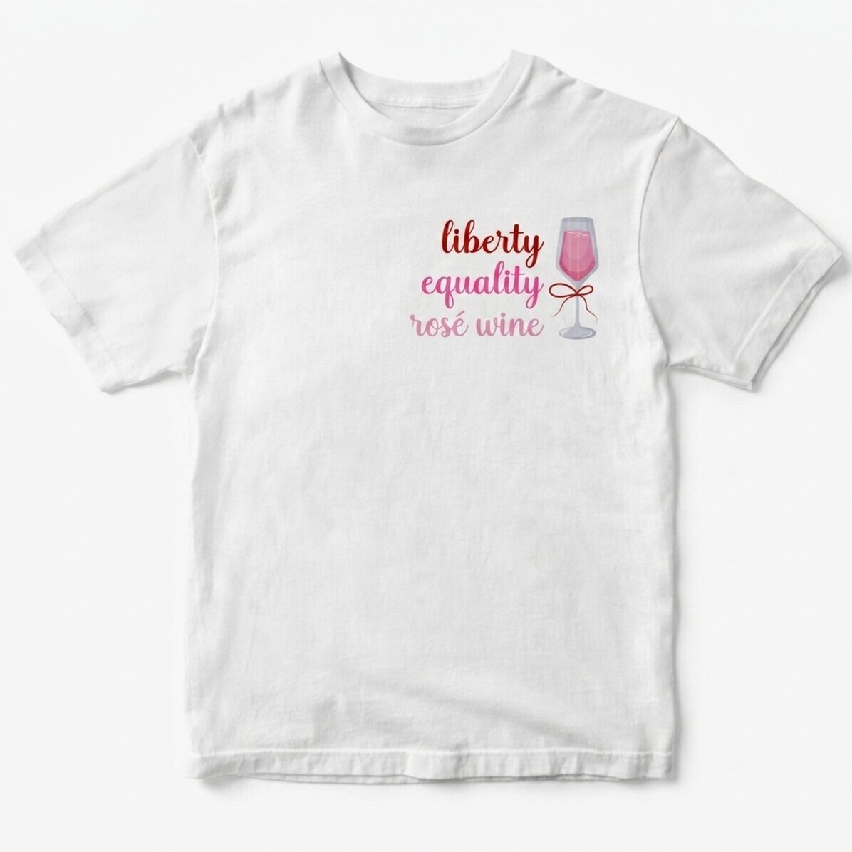 Katoenen T-shirt met gepersonaliseerde tekst - Liberté, égalité, rosé