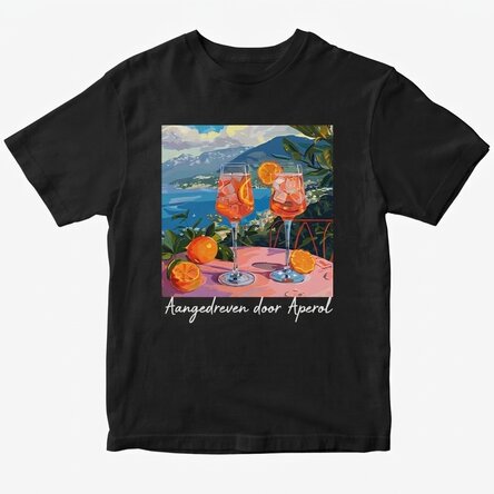 Katoenen T-shirt met gepersonaliseerde tekst - Fueled by Aperol