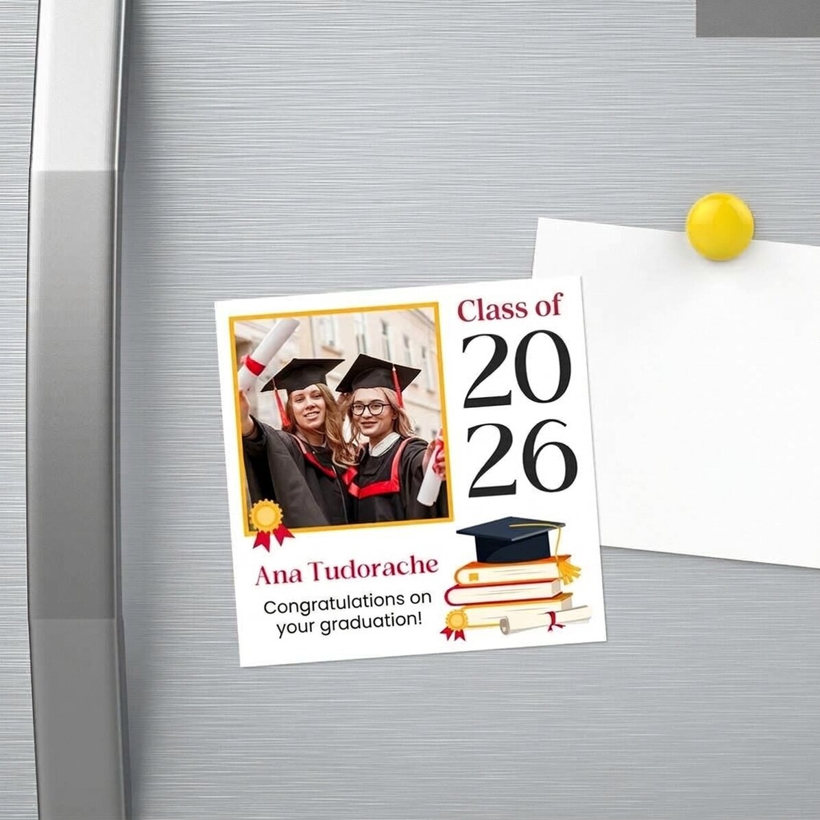 Aimant 10 x 10 personnalisé avec photo et message - Remise des diplômes