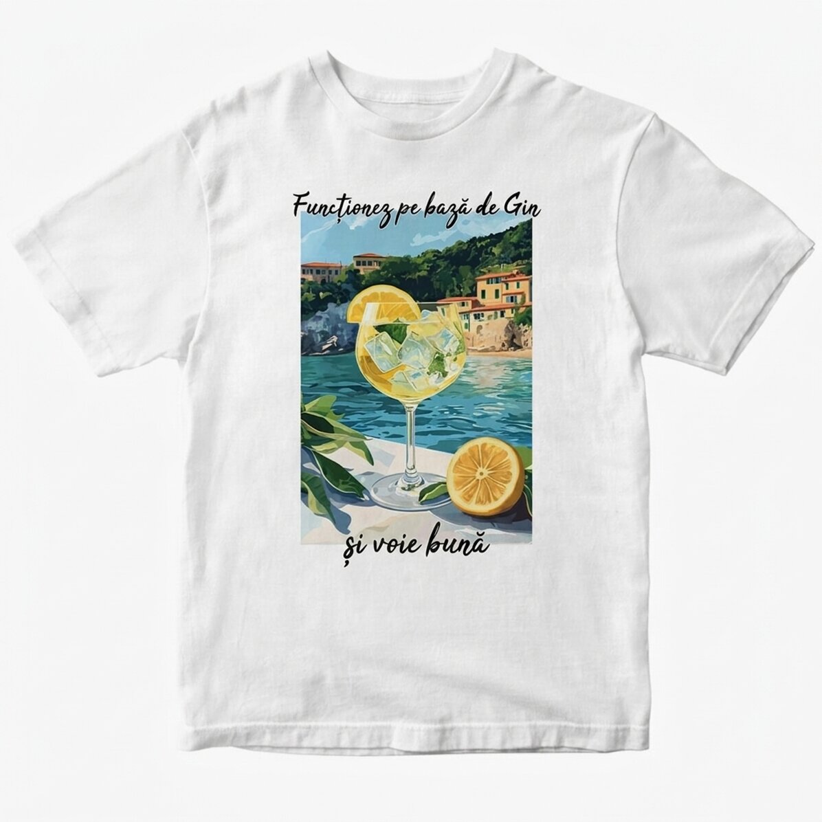 T-shirt en coton personnalisé avec un texte - Running on Gin