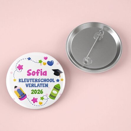 Gepersonaliseerde button met tekst ter gelegenheid van het afstuderen voor - Afgestudeerde van de kl