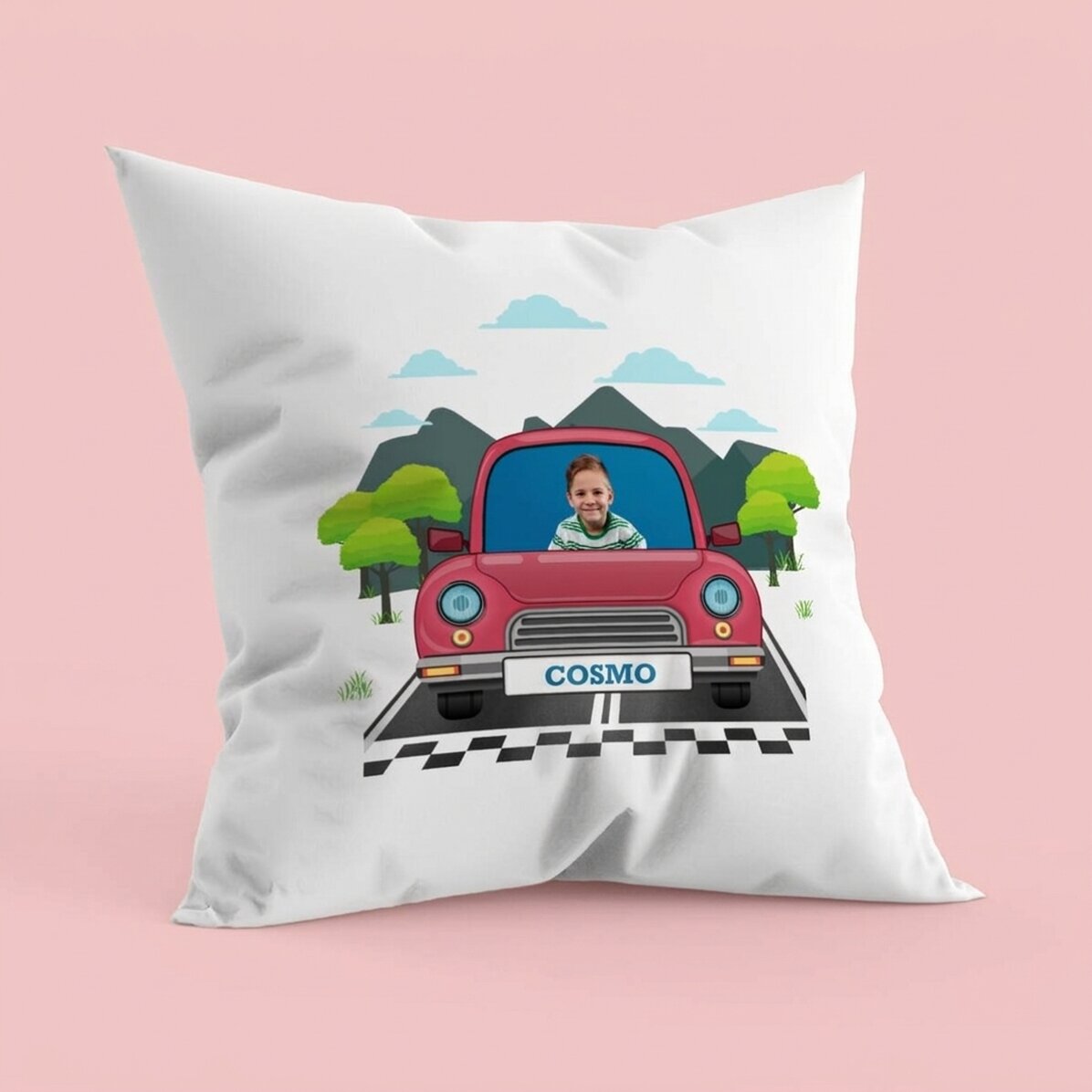 Gepersonaliseerd kussen met foto en naam - Auto