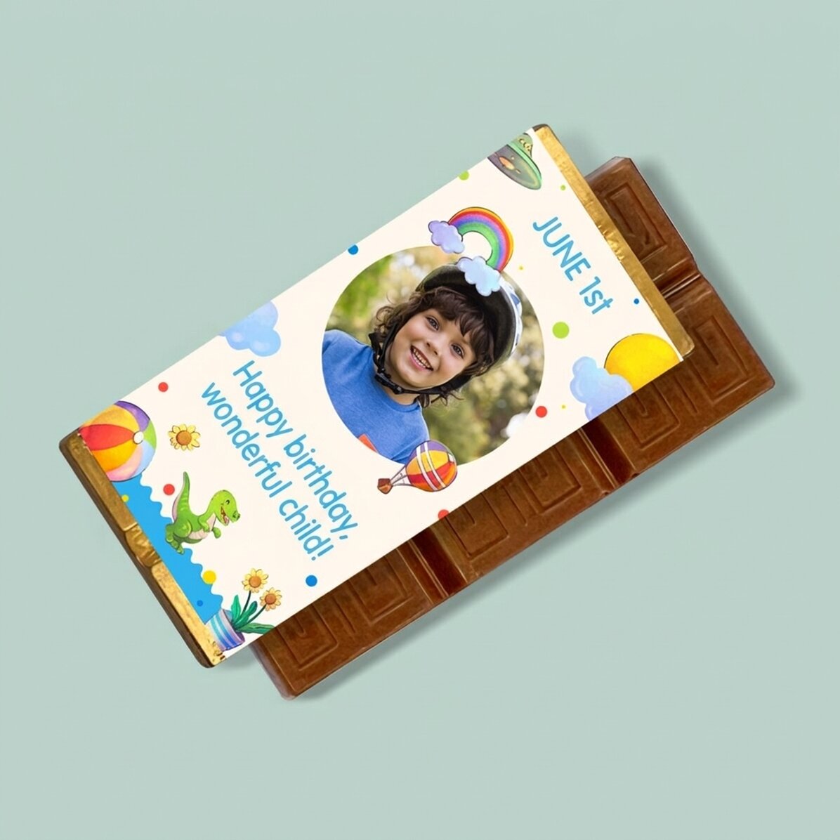 Gepersonaliseerde mini-chocoladereep voor kinderen met foto en boodschap - Kinderdag