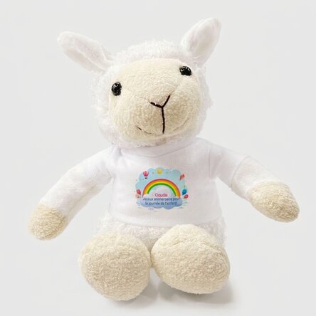 Mouton en peluche personnalisé avec message - Arc-en-ciel