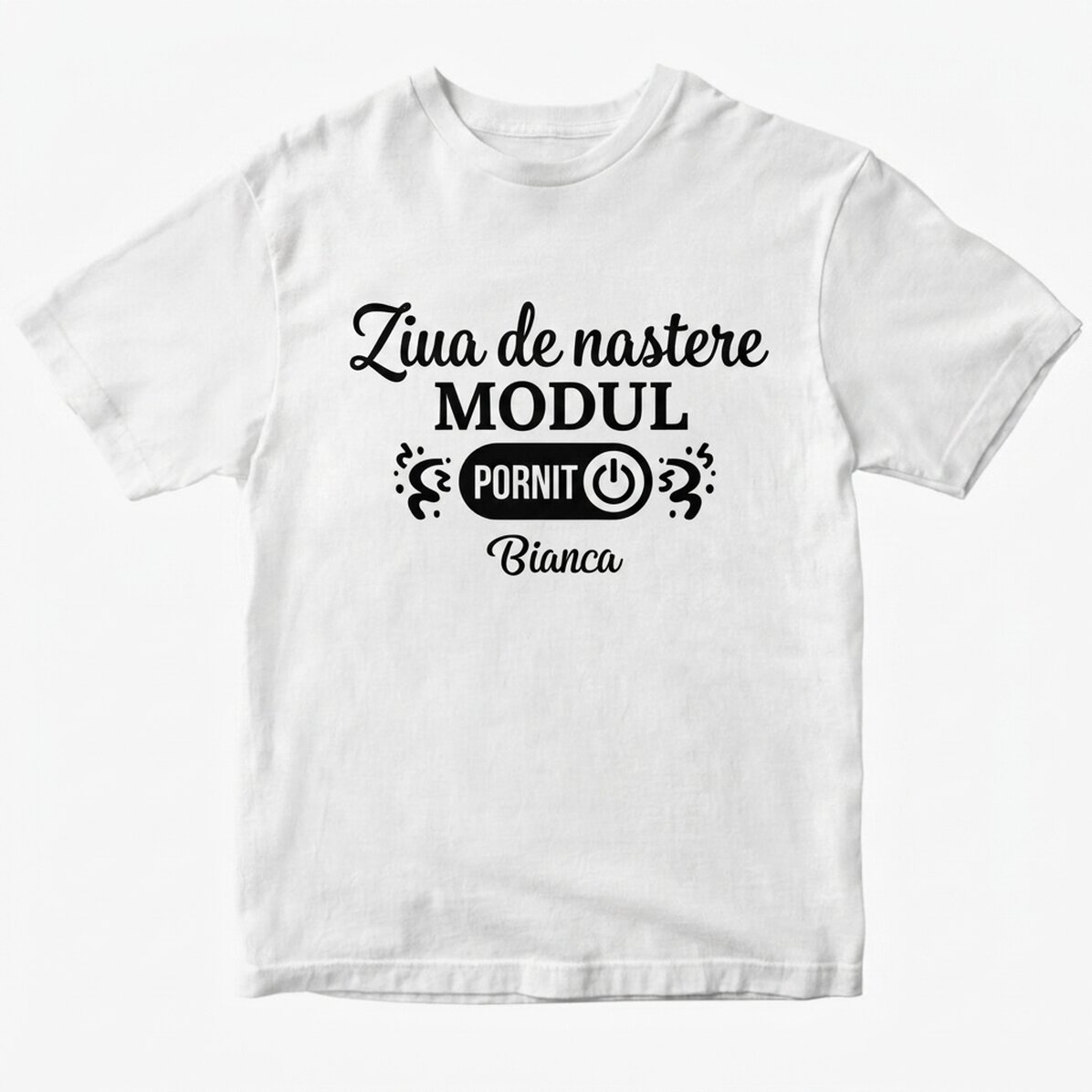 Gepersonaliseerd katoenen T-shirt met tekst - Birthday Mode ON