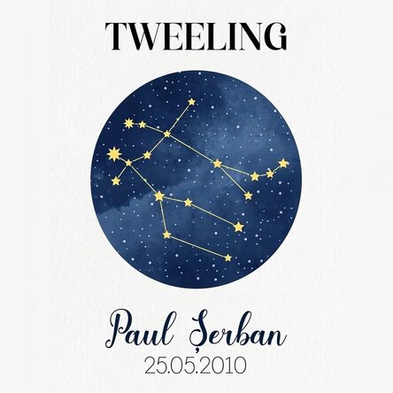 Gepersonaliseerde poster met tekst - Het sterrenbeeld Tweelingen