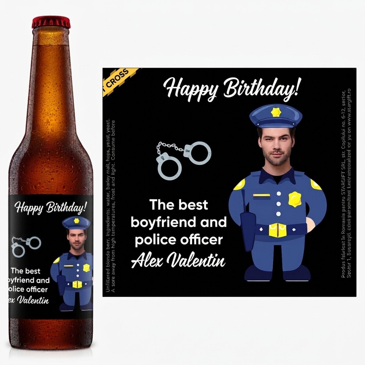 Gepersonaliseerd bier met foto en boodschap - Politieagent