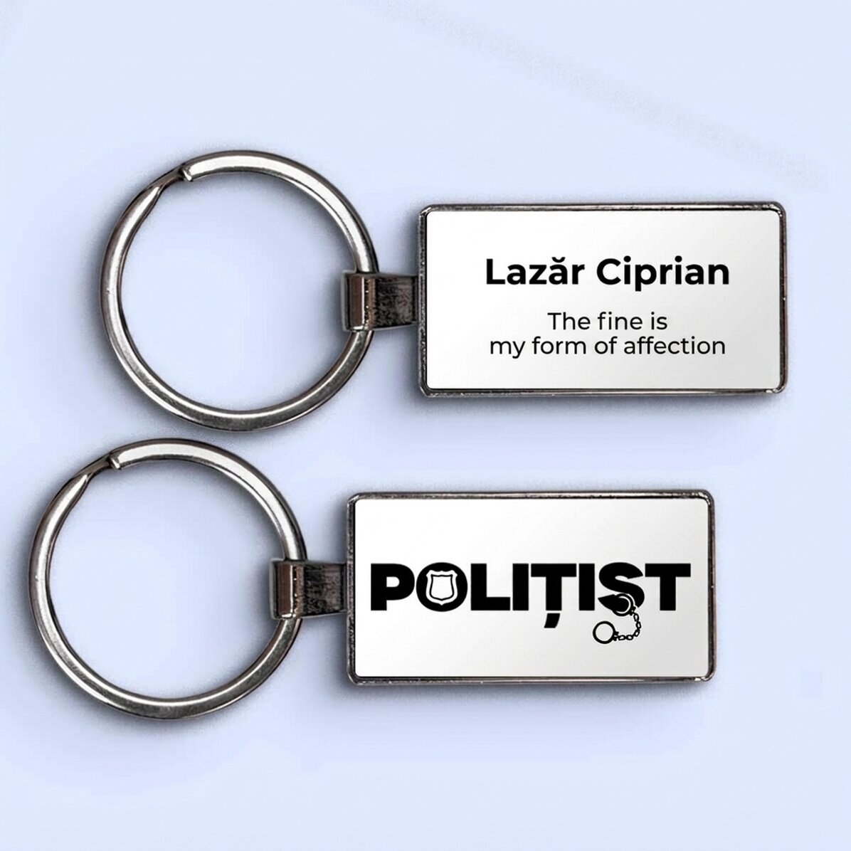 Gepersonaliseerde sleutelhanger met naam en tekst - Politieagent