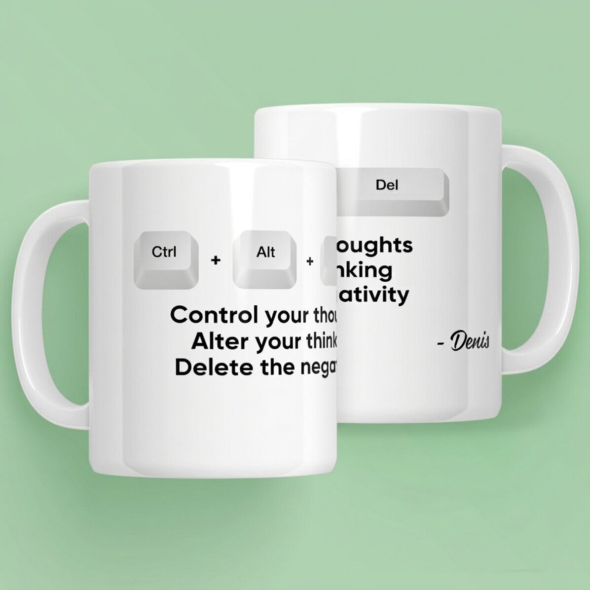 Gepersonaliseerde mok met tekst - Ctrl + Alt + Del