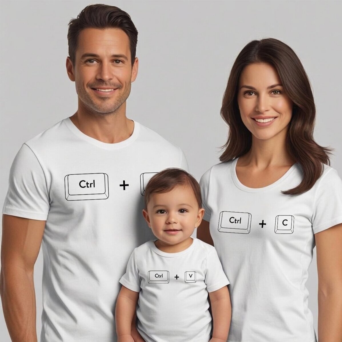 Gepersonaliseerd katoenen T-shirt voor kinderen/volwassenen - Ctrl C, Ctrl V