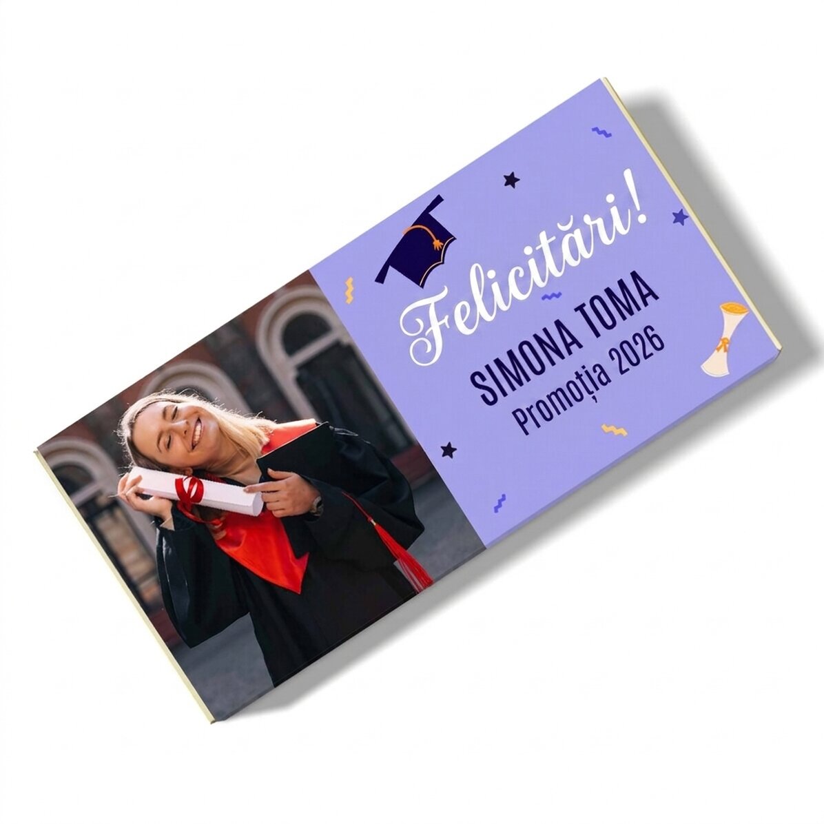 Chocolade met een foto en een persoonlijke boodschap - Afstuderen