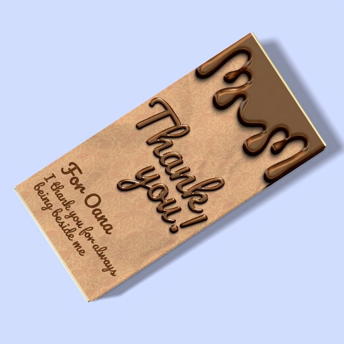 Chocolat personnalisé avec le message « Thank you ! »