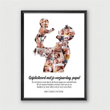 Gepersonaliseerd schilderij met tekst en 29 foto's - Papa en baby