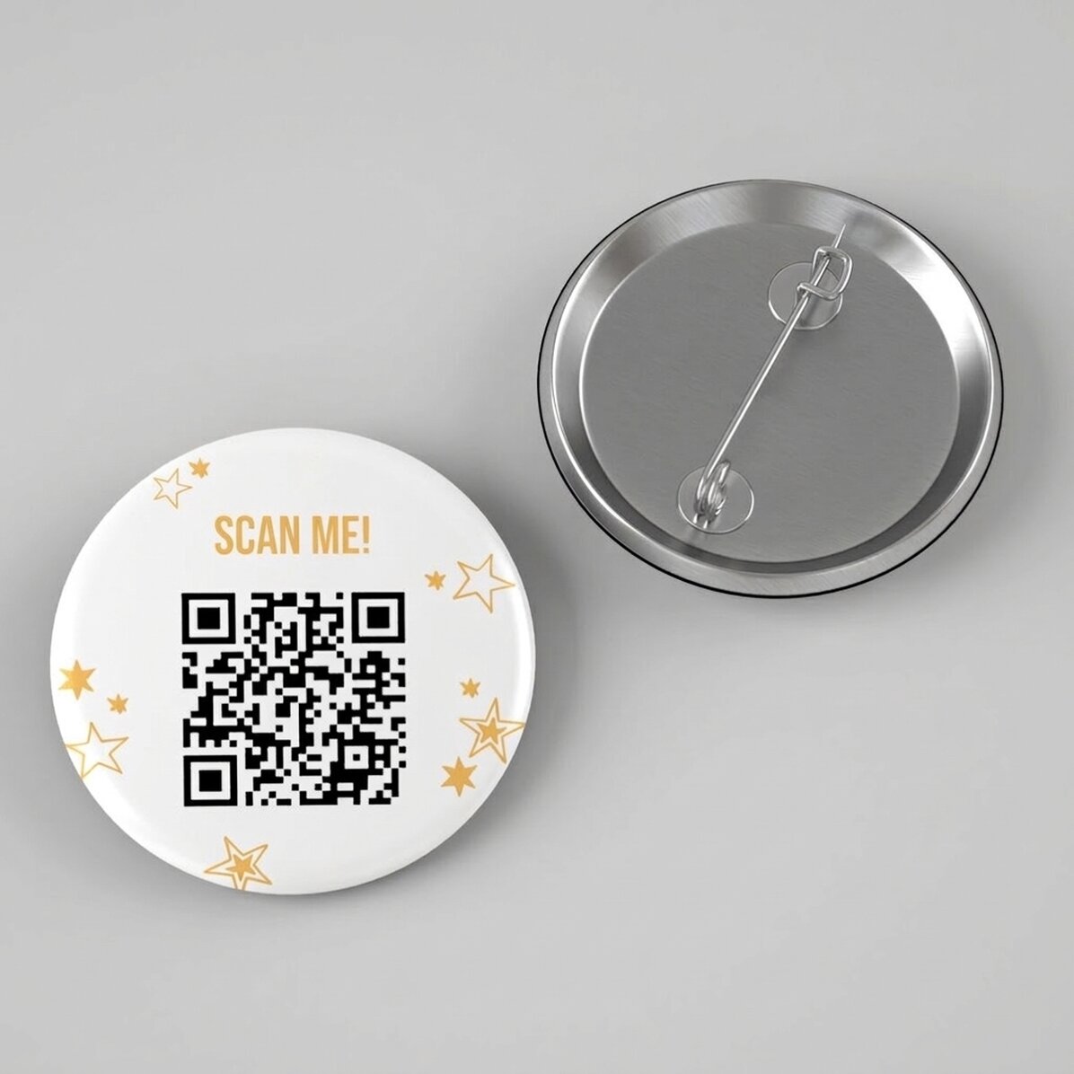 Gepersonaliseerde button met tekst en QR-code