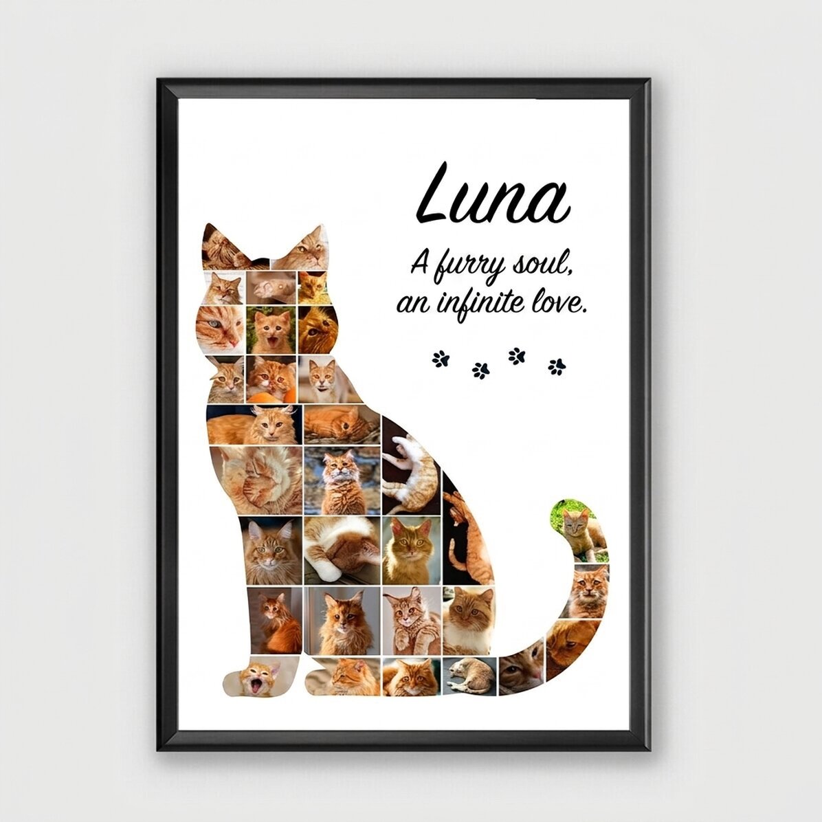 Tableau personnalisé avec 32 photos et un texte - Chat