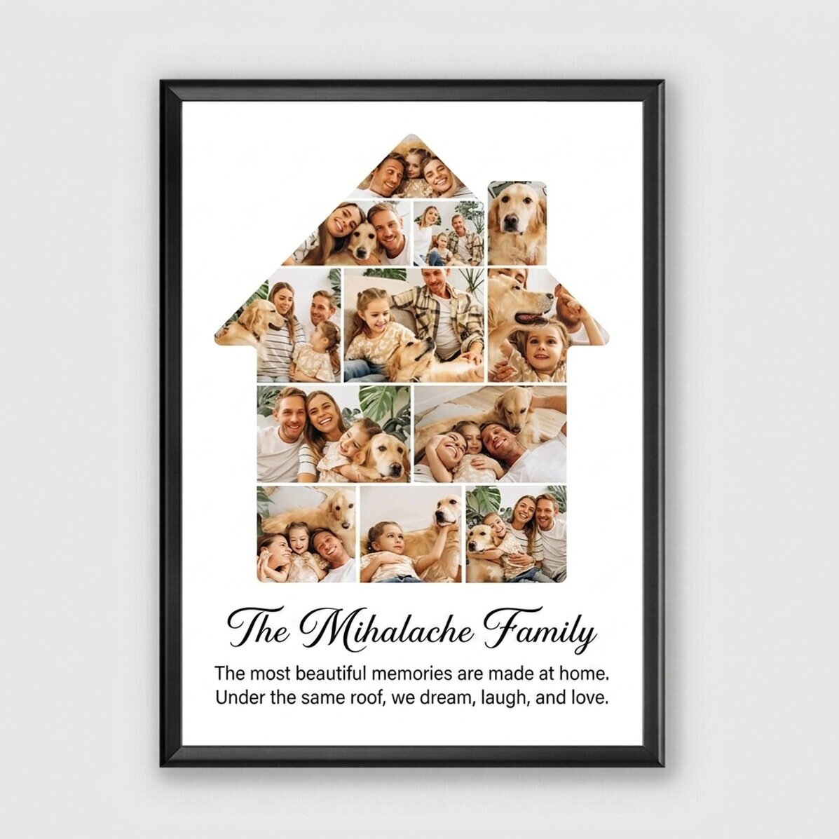 Gepersonaliseerd schilderij met 12 foto’s en tekst - Ons huis
