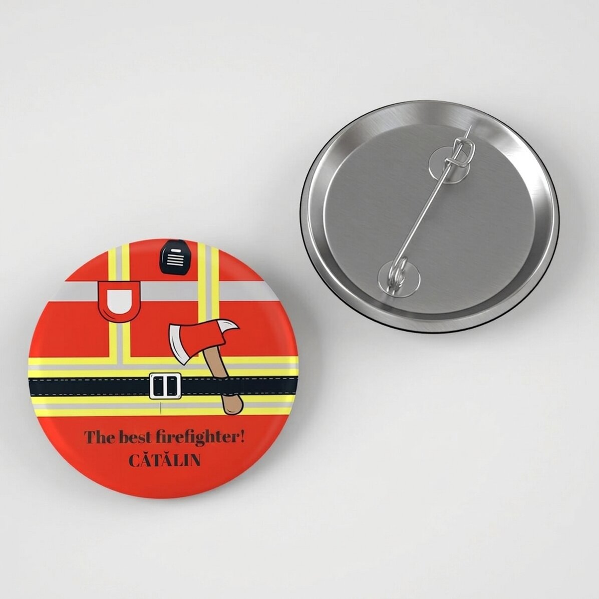 Gepersonaliseerde button met tekst - Brandweerman