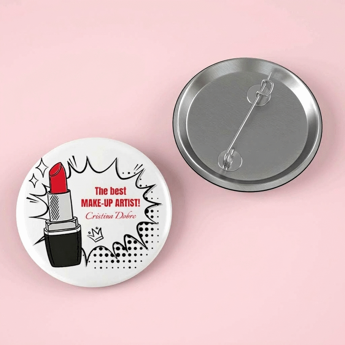 Badge personnalisé avec texte - Maquilleuse professionnelle