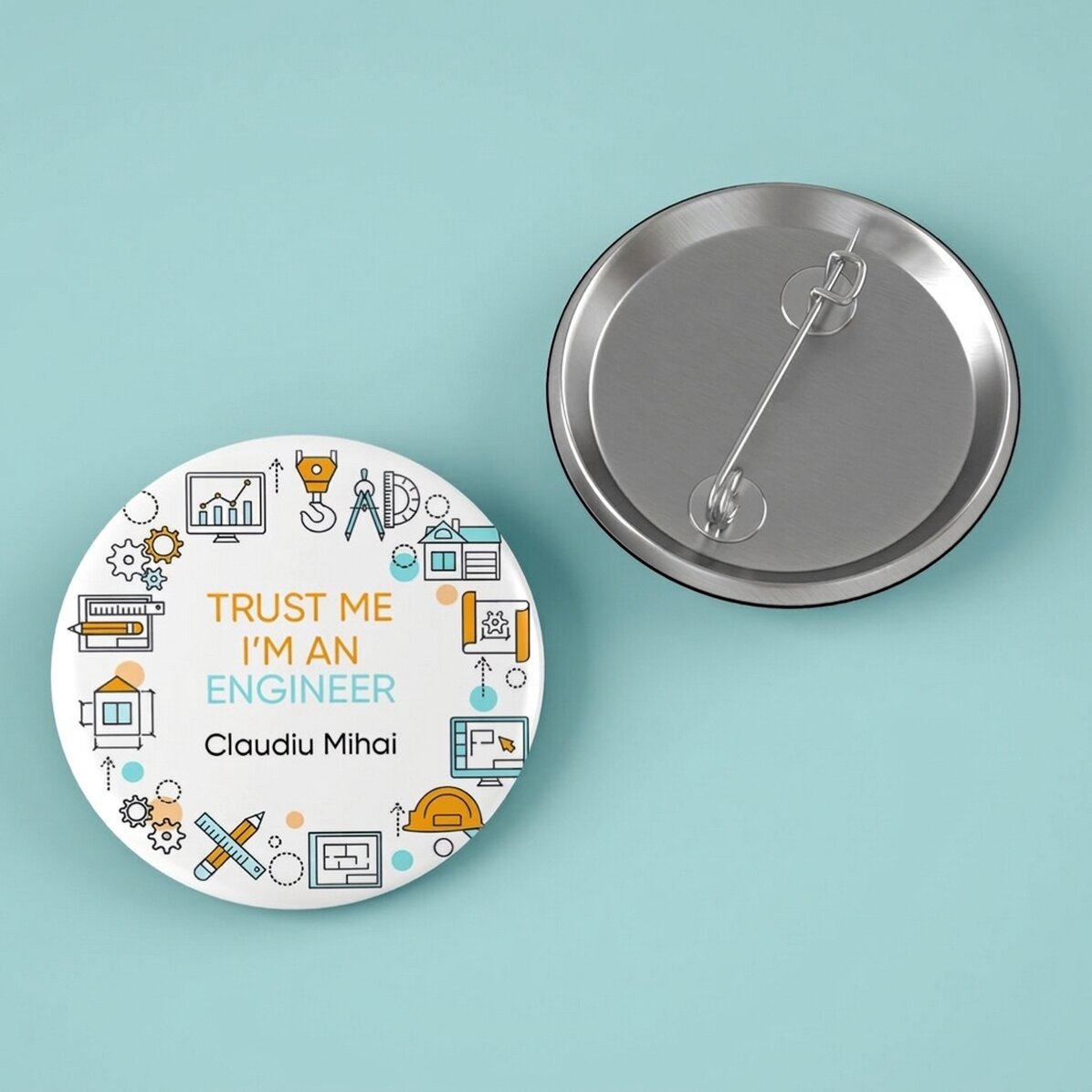 Gepersonaliseerde button met tekst - Ingenieur