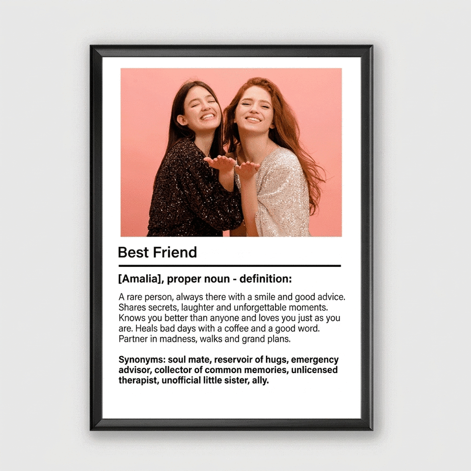 Tableau personnalisé avec une photo et un texte - Définition