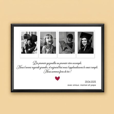 Tableau personnalisé avec 4 photos et un texte - Souvenirs chers