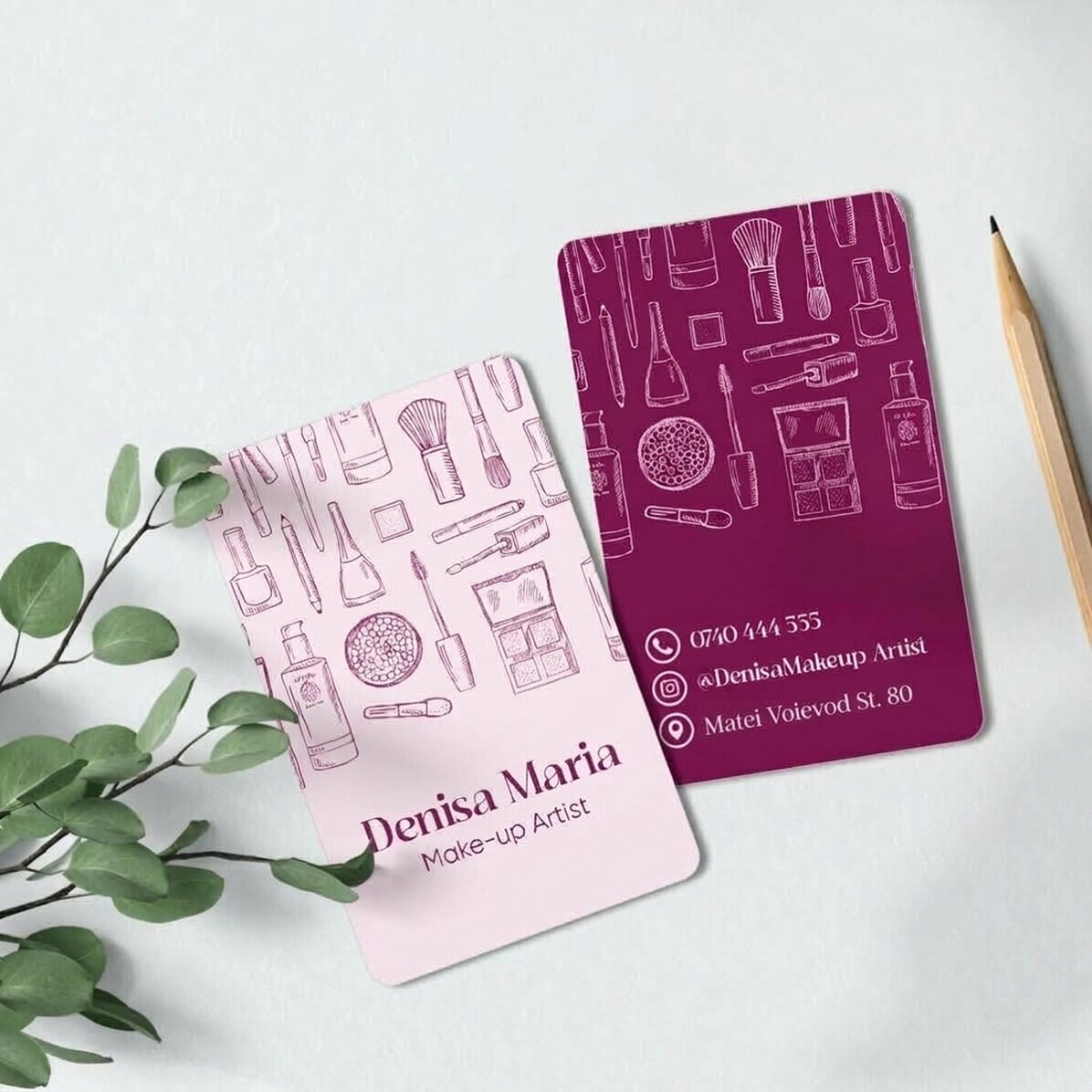 Carte de visite en aluminium personnalisée recto-verso avec texte - Maquilleuse professionnelle