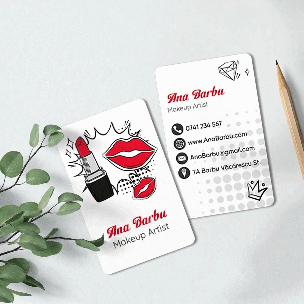 Carte de visite en aluminium personnalisée recto-verso avec message - Maquilleuse professionnelle