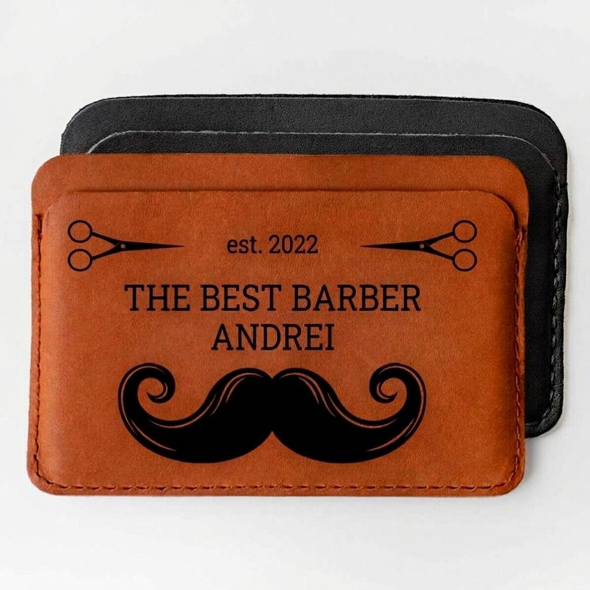 Portefeuille en cuir personnalisé avec un message - Barber