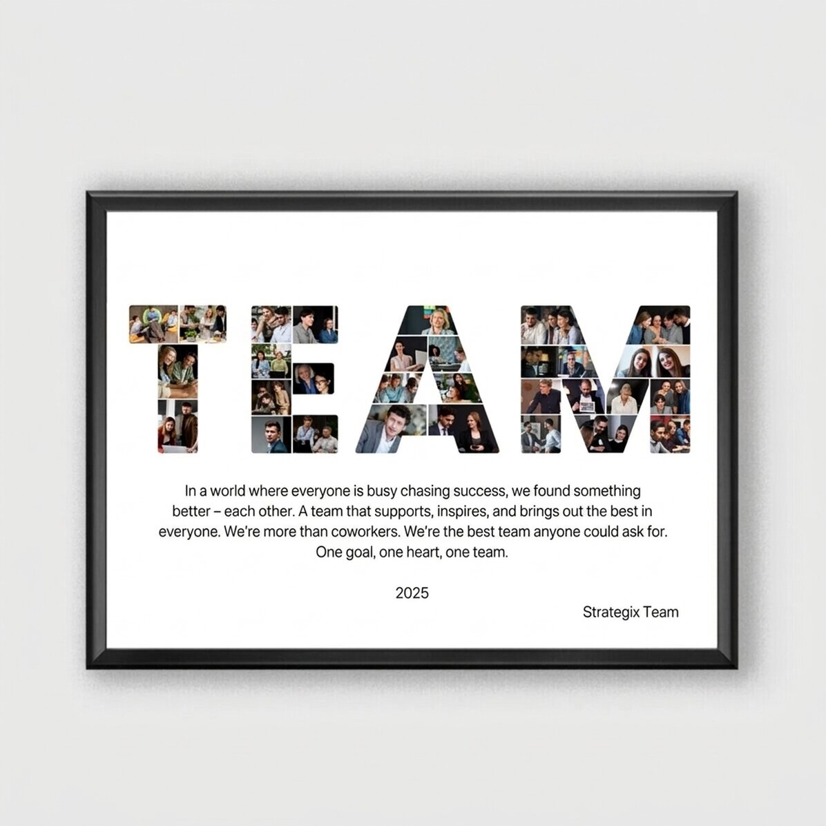 Tableau personnalisé avec 29 photos et un texte - Best Team