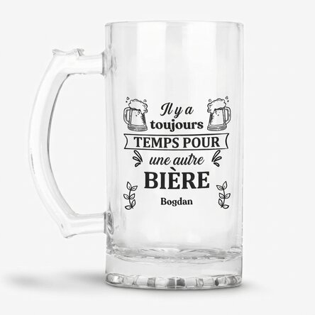 Chope à bière personnalisée avec un message - Time for Beer