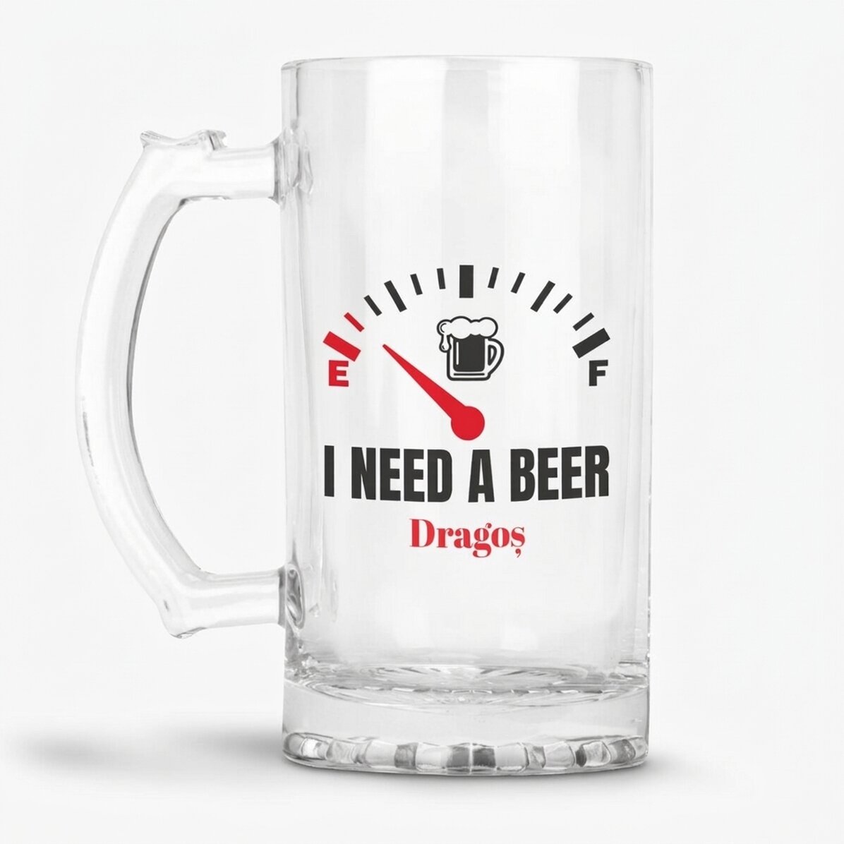 Chope à bière personnalisée avec message - « I need a Beer »