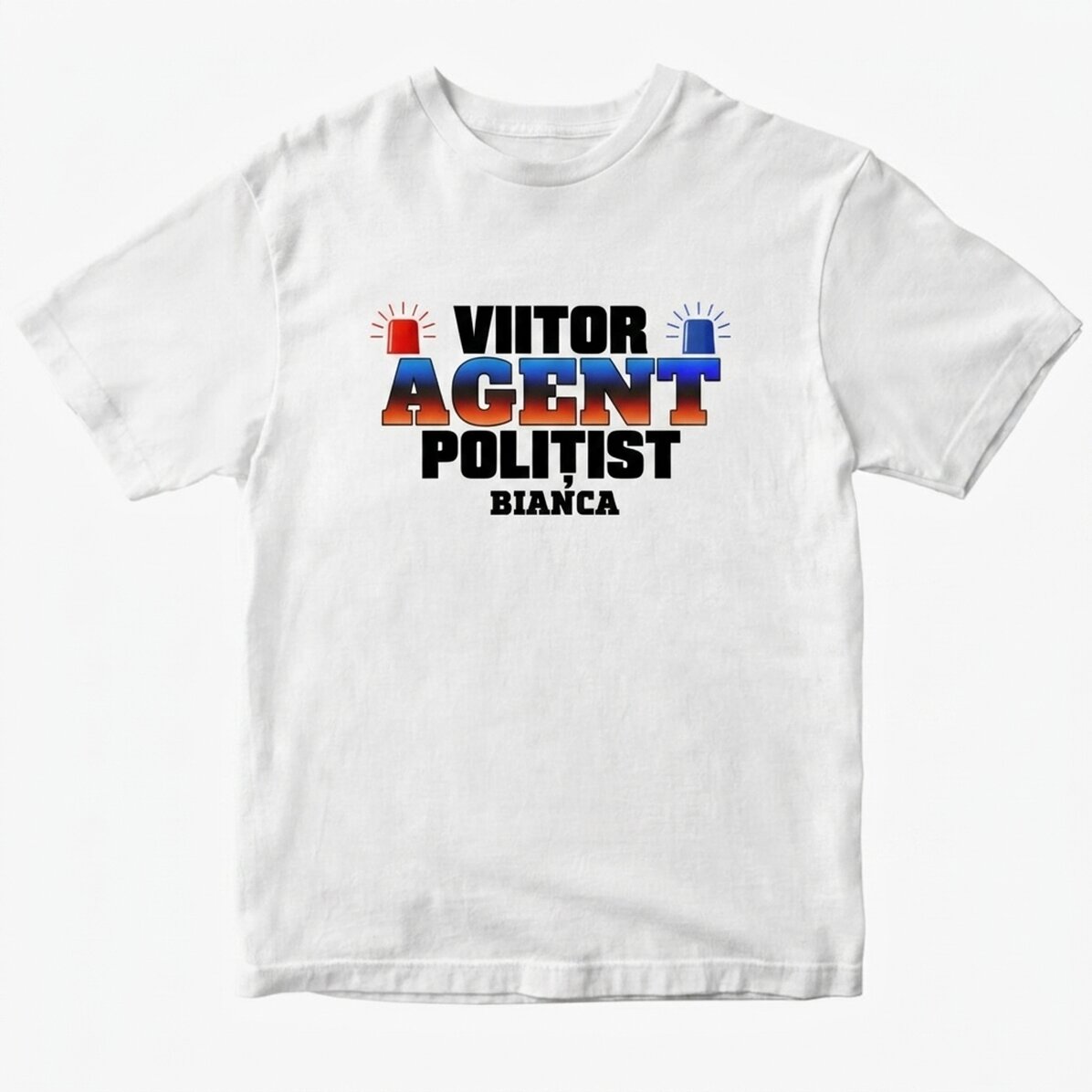 Katoenen T-shirt met gepersonaliseerde tekst - Toekomstige politieagent