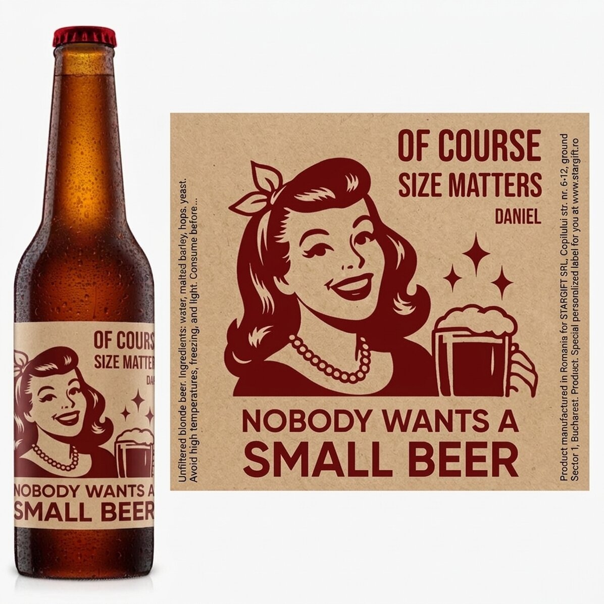 Bier met gepersonaliseerde tekst - Size Matters
