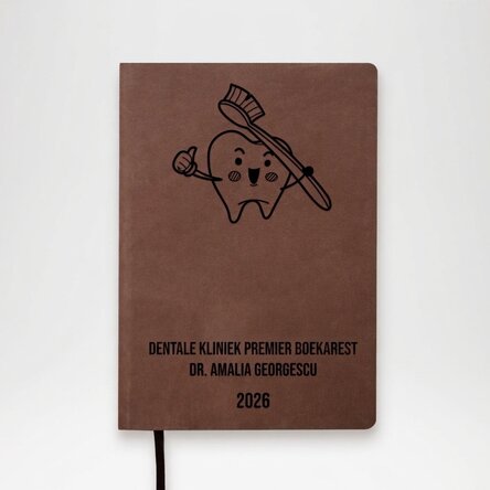 Gepersonaliseerde lederen agenda met tekst - Tandarts
