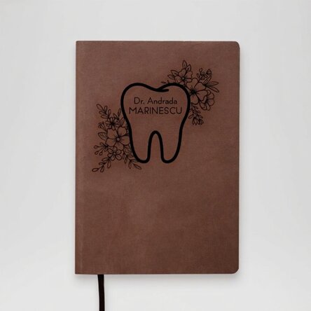 Agenda en cuir personnalisé avec inscription pour dentiste