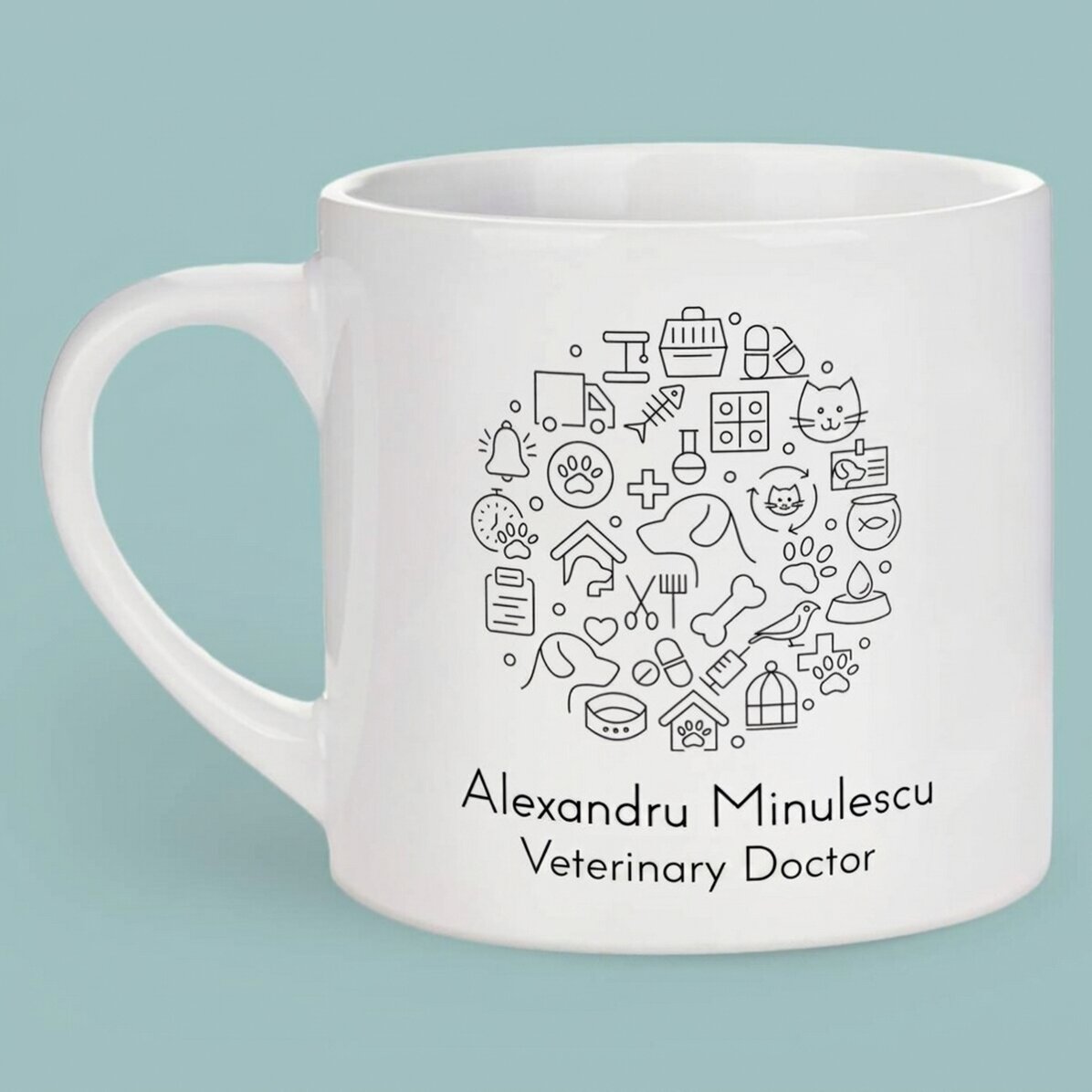 Gepersonaliseerde espressokop met tekst voor dierenartsen