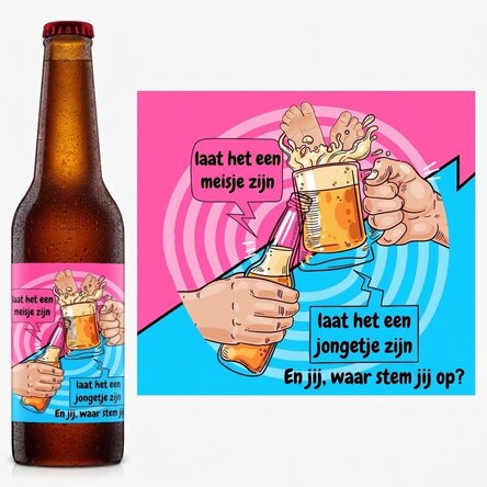 Bier met gepersonaliseerde tekst - Gender reveal