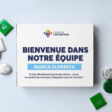Boîte de bonbons personnalisée avec un message et un logo pour les employés