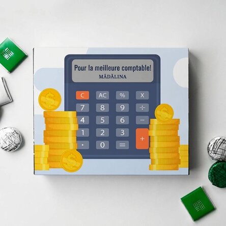 Boîte de bonbons personnalisée avec un message de remerciement pour les comptables