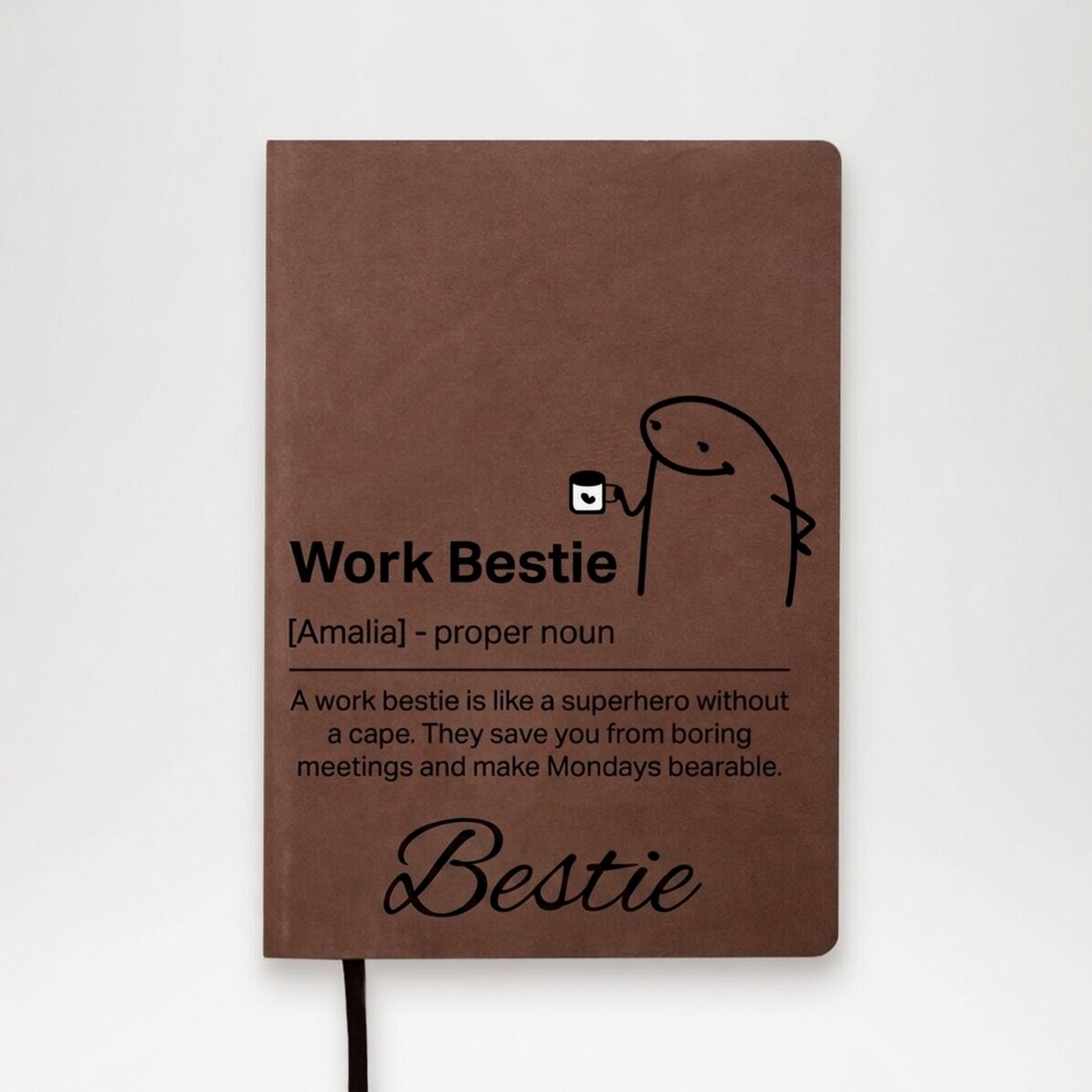 Gepersonaliseerde lederen agenda met tekst - Work Bestie