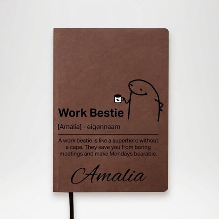 Gepersonaliseerde lederen agenda met tekst - Work Bestie