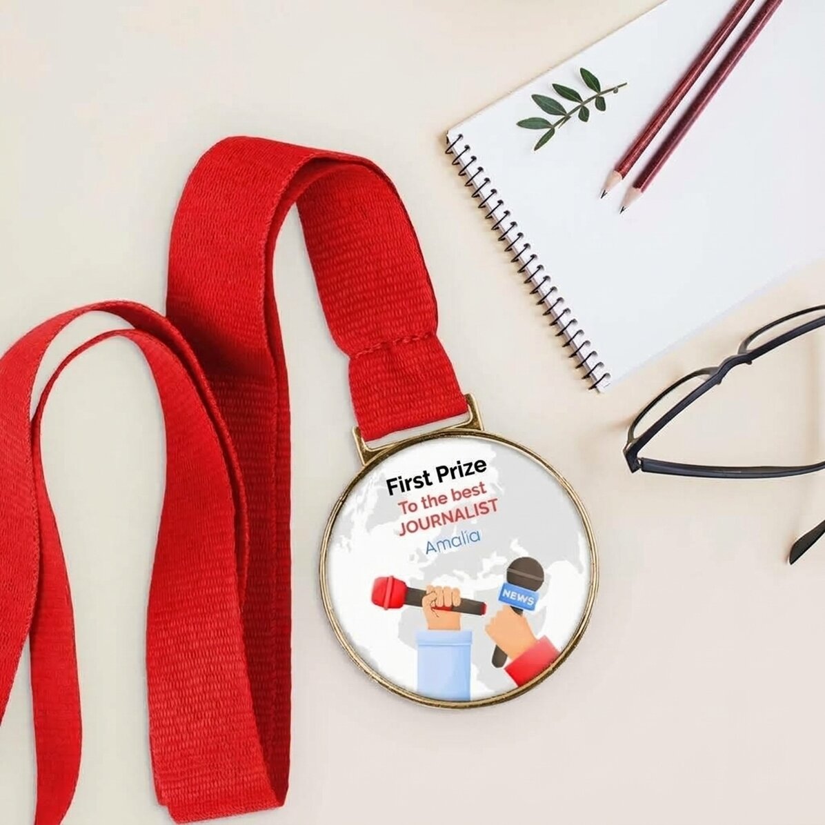 Médaille personnalisée avec un message - Journaliste
