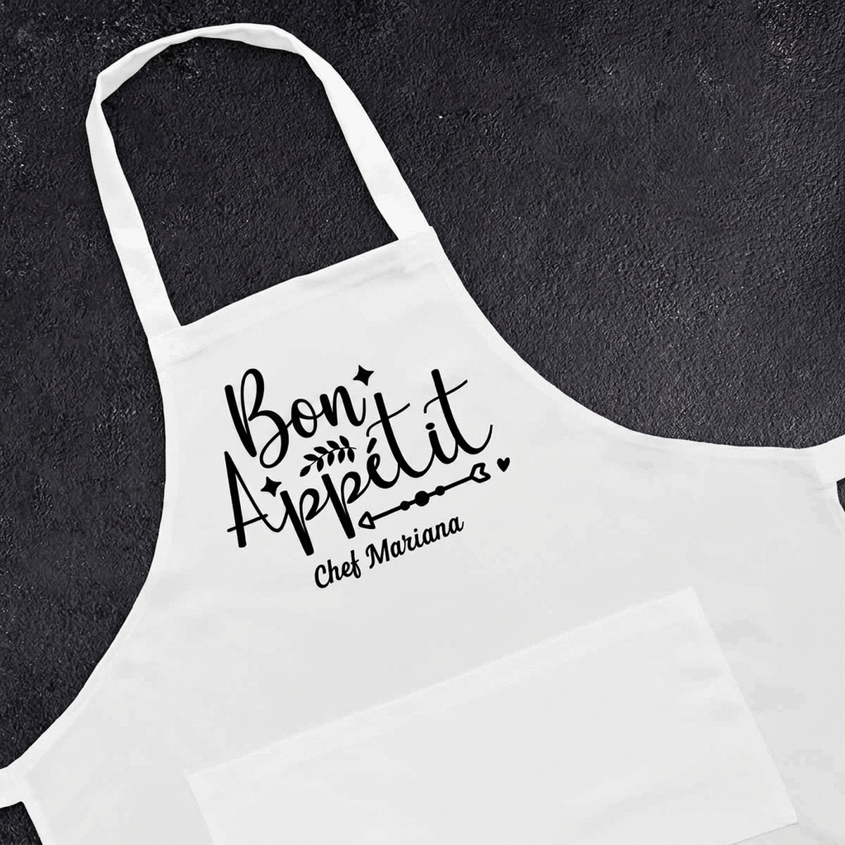 Gepersonaliseerd schort met boodschap - Bon Appétit