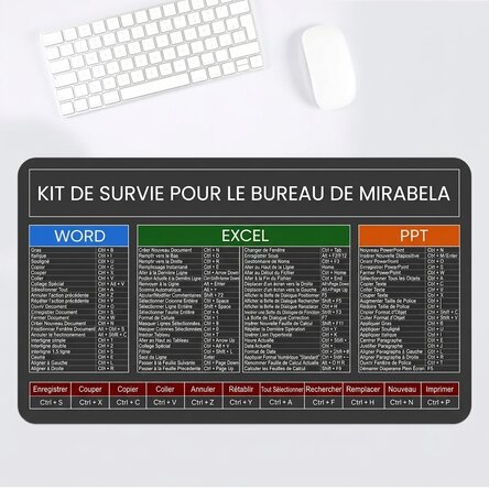 Tapis de souris XXL personnalisé avec texte - Office Survival Kit